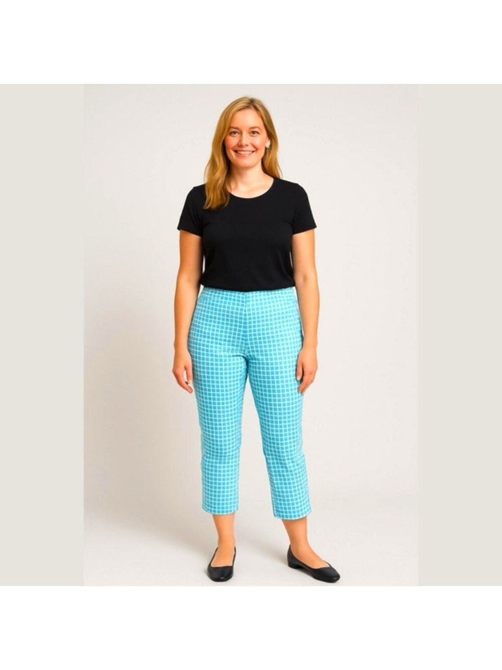 Lior Paris Rosie turquoise plaid capris size 6